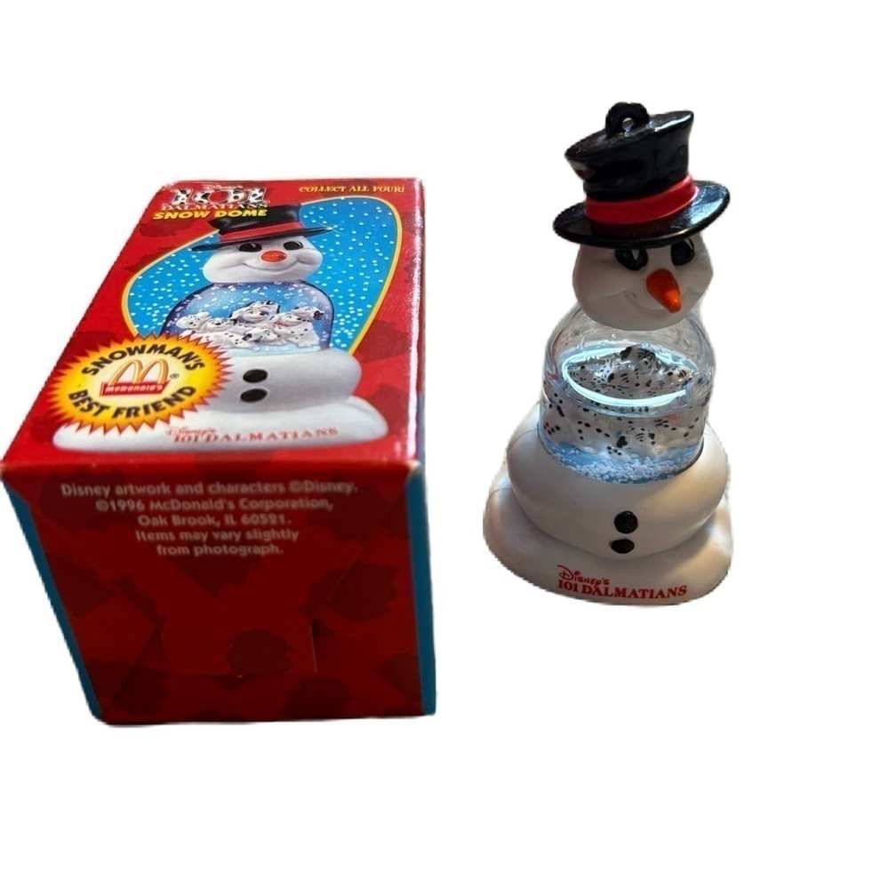 Disney McDonalds 101 Dalmations Snow Globe Snowmans Best Friend 1996 Vintage